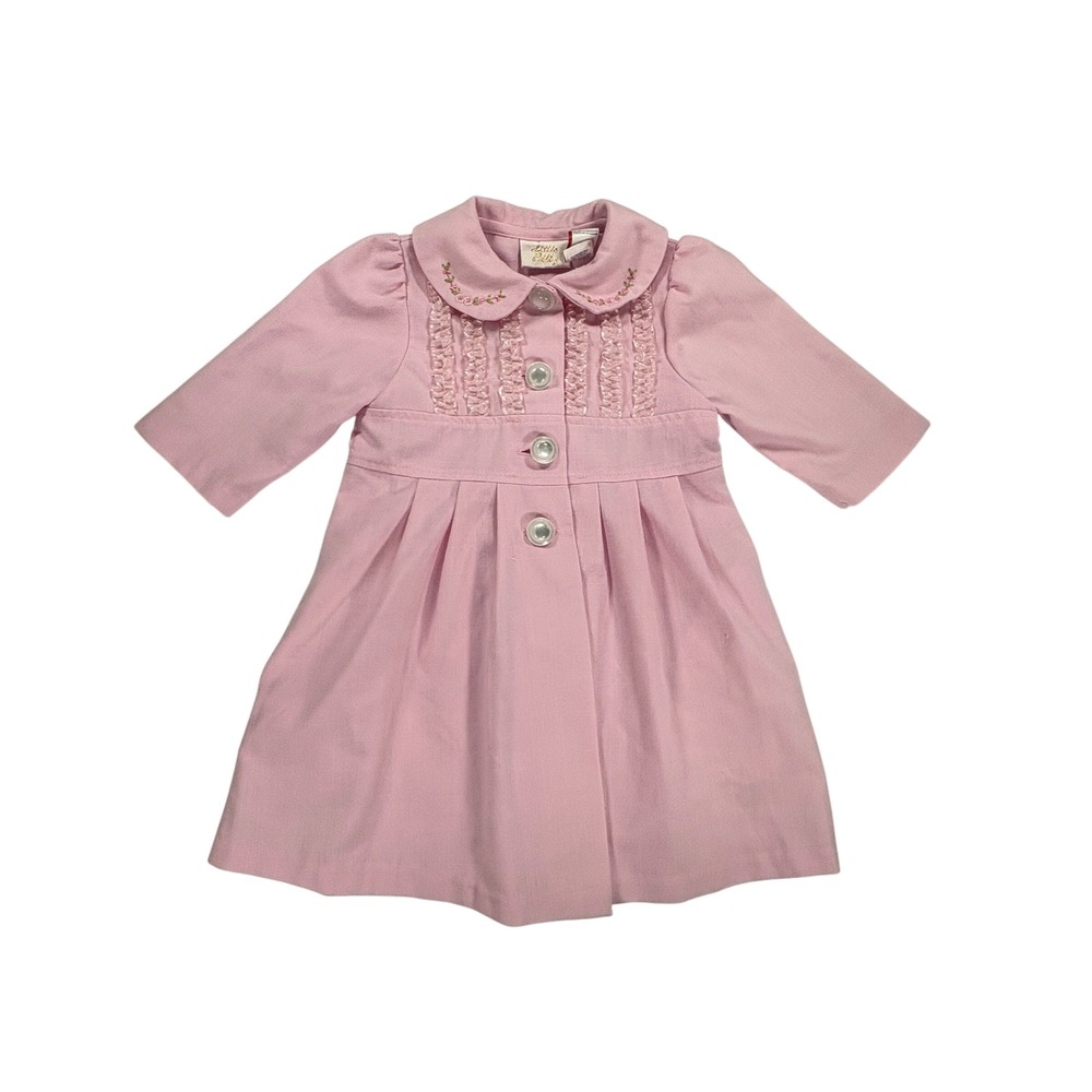 Little Bitty Girls 3T Pink Embroidered Dress Jacket Set Cottagecore